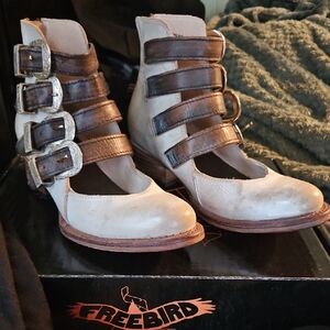Freebird Brown and Cream Buckle Boots